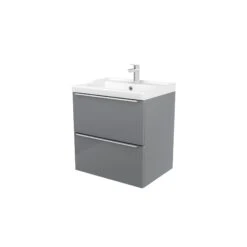 GoodHome Imandra & Lana Grey Wall-mounted Vanity Unit & Basin Set (W)604mm