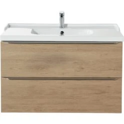 GoodHome Imandra & Lana Oak Effect Freestanding Vanity Unit & Basin Set (W)1004mm -Trade Point Store goodhome imandra lana oak effect freestanding vanity unit basin set w 1004mm3663602312895 03c bq