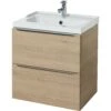 GoodHome Imandra & Lana Oak Effect Freestanding Vanity Unit & Basin Set (W)604mm