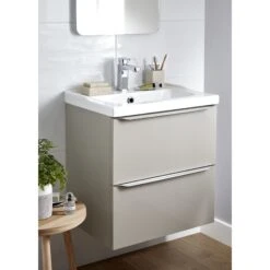 GoodHome Imandra & Lana Taupe Wall-mounted Vanity Unit & Basin Set (W)604mm -Trade Point Store goodhome imandra lana taupe wall mounted vanity unit basin set w 604mm3663602313236 10i bq