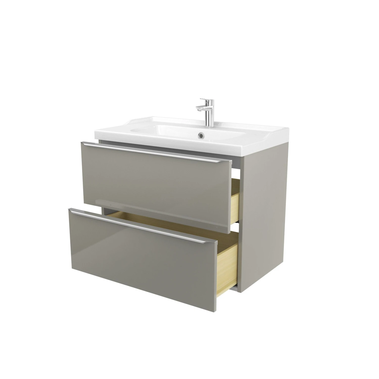 GoodHome Imandra & Lana Taupe Wall-mounted Vanity Unit & Basin Set (W)804mm 1 GoodHome Imandra & Lana Taupe Wall-mounted Vanity Unit & Basin Set (W)804mm