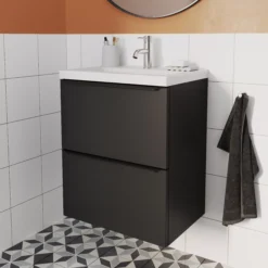 GoodHome Imandra Matt Black Slimline Cabinet (W)500mm -Trade Point Store goodhome imandra matt black slimline cabinet w 500mm5059340393155 02i