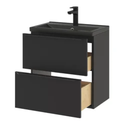 GoodHome Imandra Matt Black Slimline Cabinet (W)600mm -Trade Point Store goodhome imandra matt black slimline cabinet w 600mm5059340393162 26c