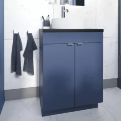 GoodHome Imandra Matt Blue Double Bathroom Cabinet (H)82cm (W)60cm -Trade Point Store goodhome imandra matt blue double bathroom cabinet h 82cm w 60cm5059340394183 01i