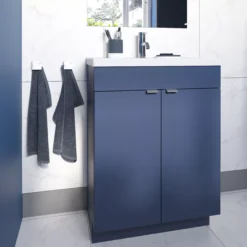 GoodHome Imandra Matt Blue Freestanding Bathroom Cabinet (W)600mm (H)820mm -Trade Point Store goodhome imandra matt blue freestanding bathroom cabinet w 600mm h 820mm5059340394152 01i