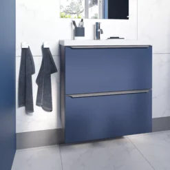 GoodHome Imandra Matt Blue Slimline Cabinet (W)600mm -Trade Point Store goodhome imandra matt blue slimline cabinet w 600mm5059340393599 01i