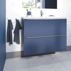 GoodHome Imandra Matt Blue Slimline Cabinet (W)800mm -Trade Point Store goodhome imandra matt blue slimline cabinet w 800mm5059340393506 01i