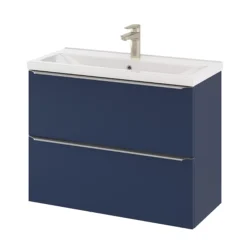 GoodHome Imandra Matt Blue Slimline Cabinet (W)800mm -Trade Point Store goodhome imandra matt blue slimline cabinet w 800mm5059340393506 22c