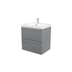 GoodHome Imandra & Mila Grey Wall-mounted Vanity Unit & Basin Set (W)604mm