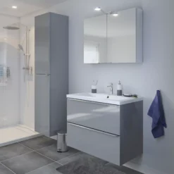 GoodHome Imandra & Mila Grey Wall-mounted Vanity Unit & Basin Set (W)804mm -Trade Point Store goodhome imandra mila grey wall mounted vanity unit basin set w 804mm3663602313335 01i bq