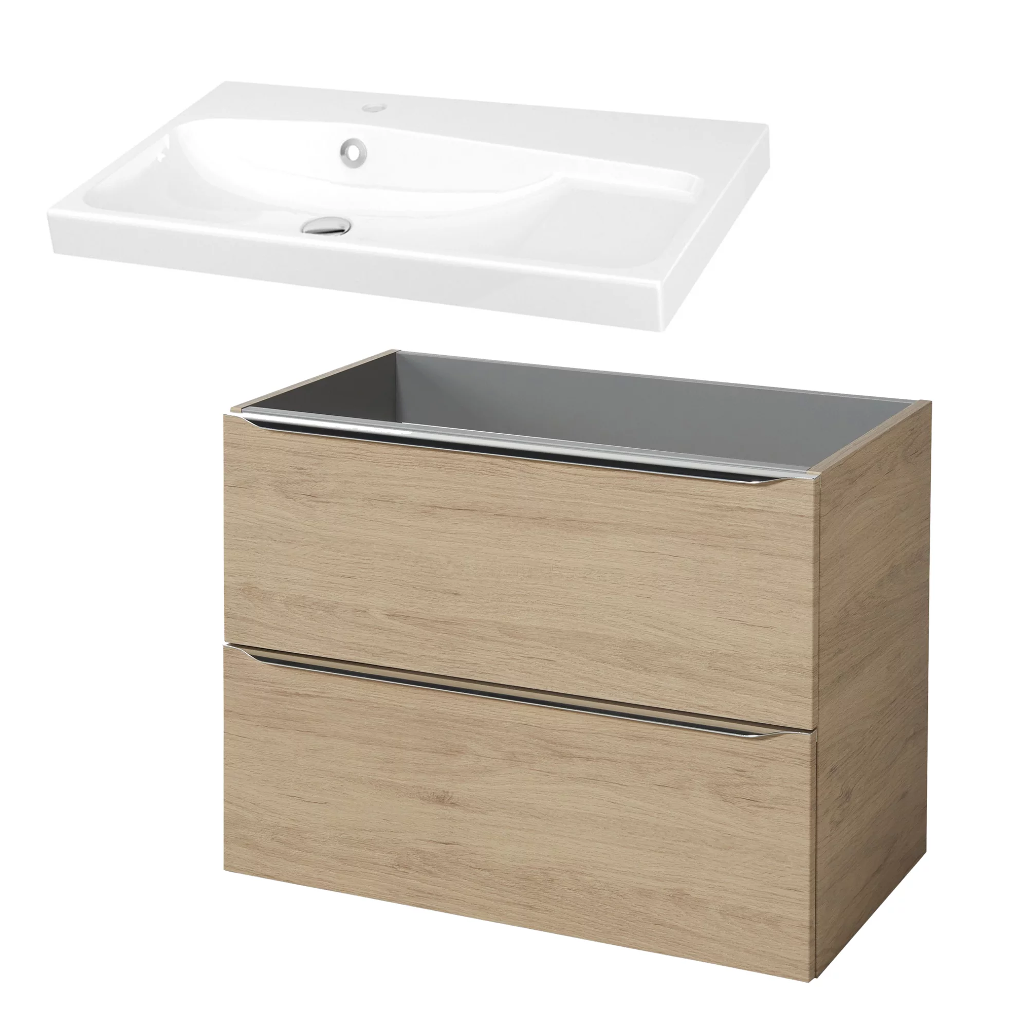 GoodHome Imandra & Mila Oak Effect Wall-mounted Vanity Unit & Basin Set (W)804mm 4 GoodHome Imandra & Mila Oak Effect Wall-mounted Vanity Unit & Basin Set (W)804mm - Image 4