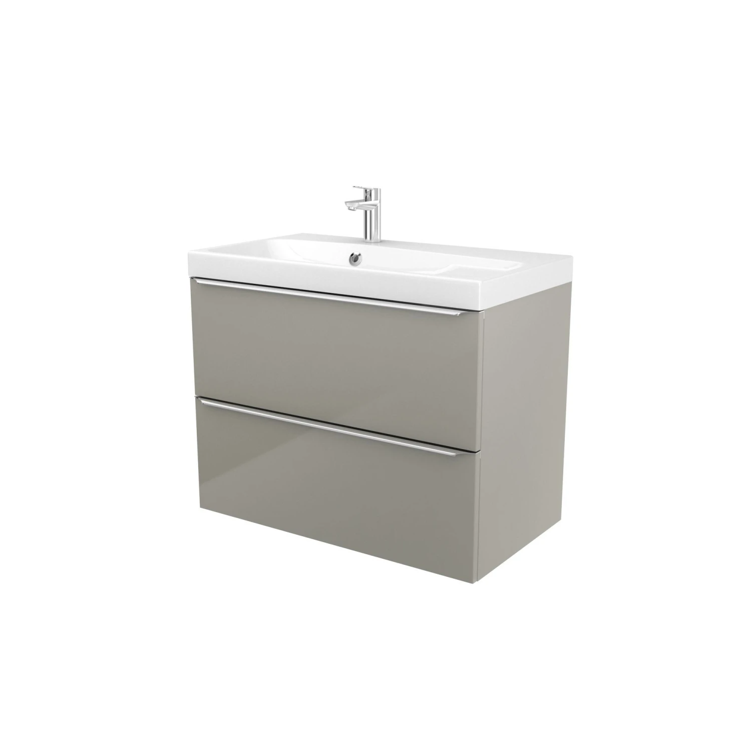 GoodHome Imandra & Mila Taupe Wall-mounted Vanity Unit & Basin Set (W)804mm 1 GoodHome Imandra & Mila Taupe Wall-mounted Vanity Unit & Basin Set (W)804mm