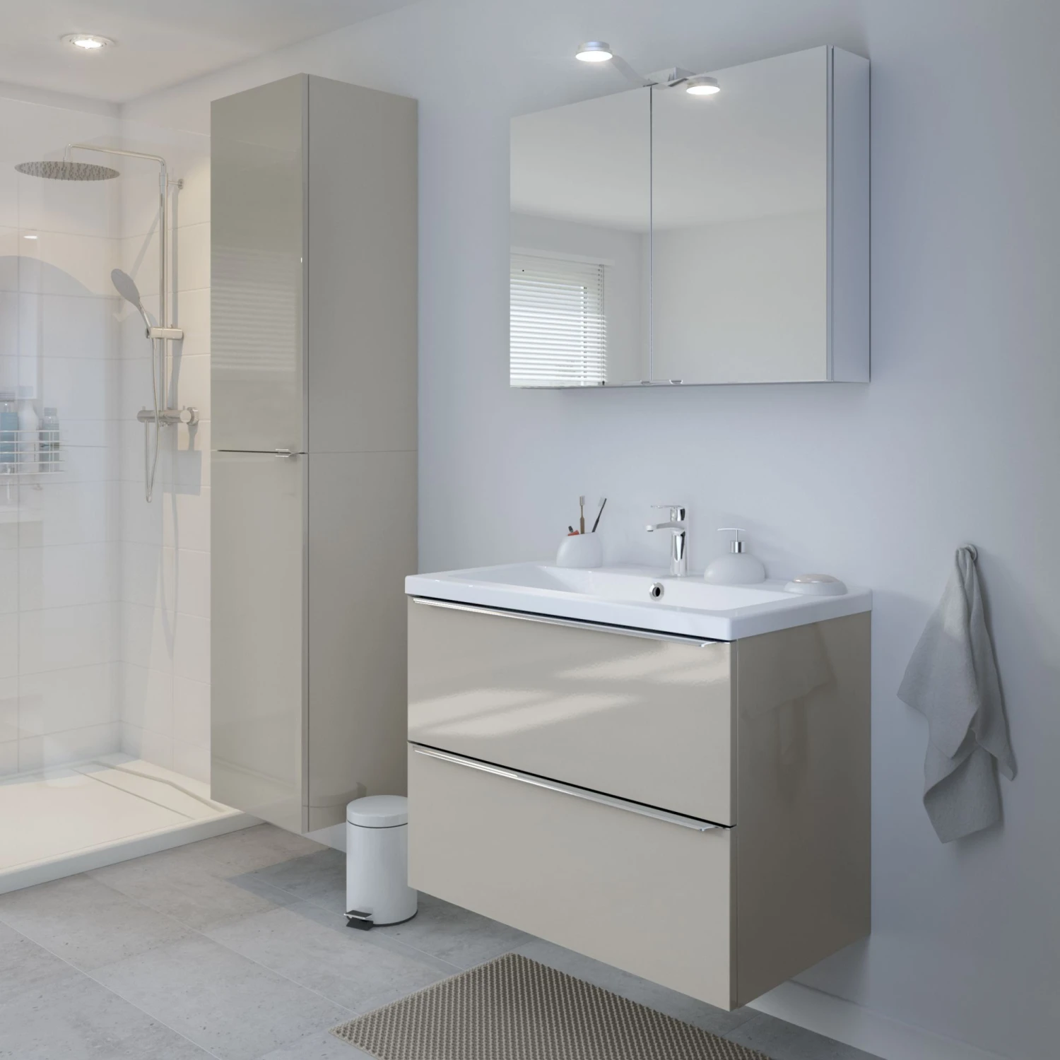 GoodHome Imandra & Mila Taupe Wall-mounted Vanity Unit & Basin Set (W)804mm 4 GoodHome Imandra & Mila Taupe Wall-mounted Vanity Unit & Basin Set (W)804mm - Image 4