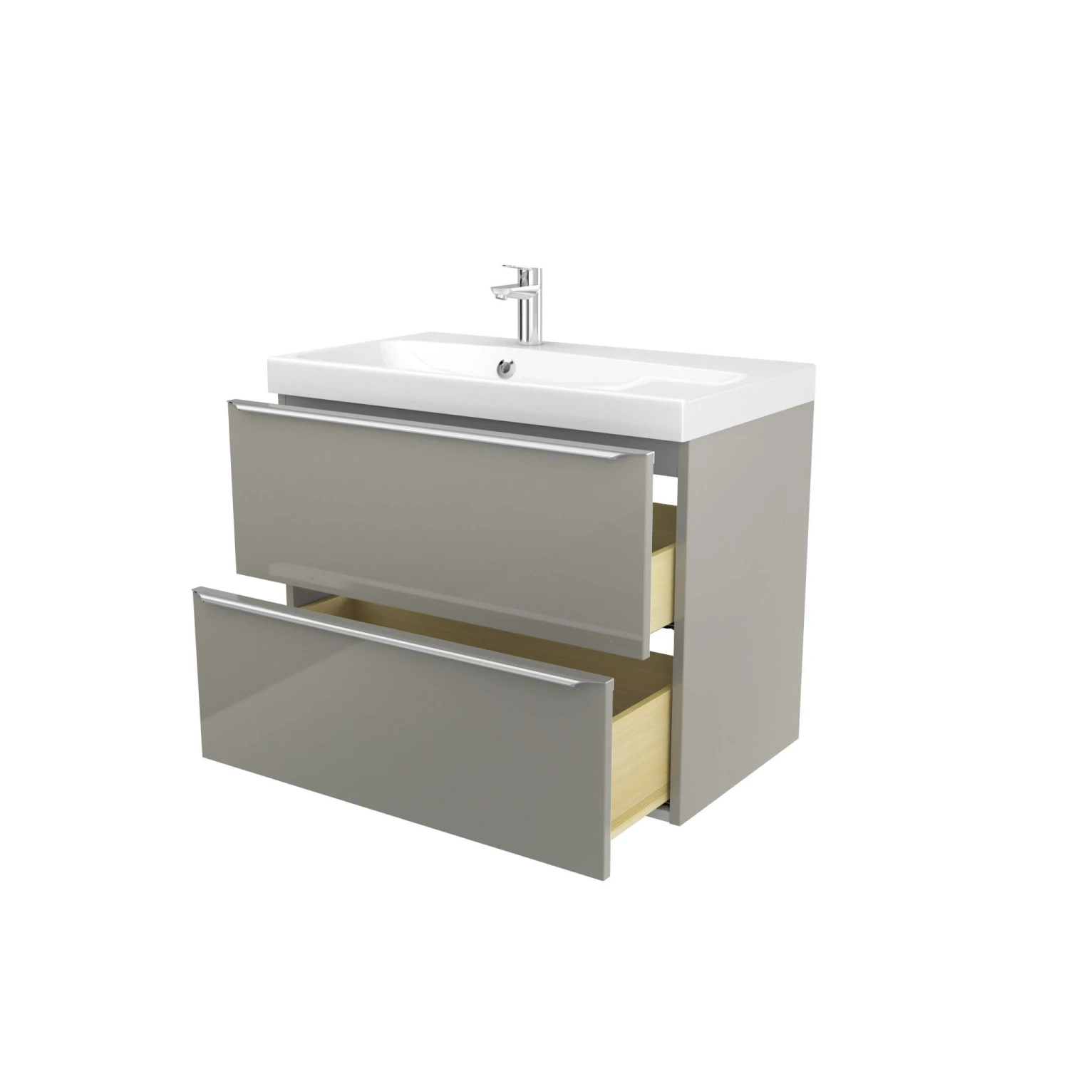 GoodHome Imandra & Mila Taupe Wall-mounted Vanity Unit & Basin Set (W)804mm 2 GoodHome Imandra & Mila Taupe Wall-mounted Vanity Unit & Basin Set (W)804mm - Image 2