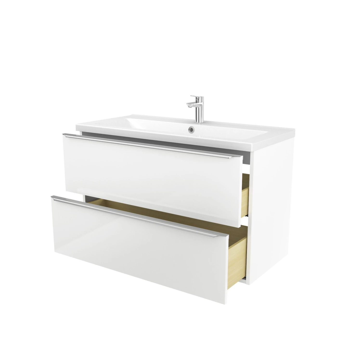 GoodHome Imandra & Mila White Wall-mounted Vanity Unit & Basin Set (W)1004mm 3 GoodHome Imandra & Mila White Wall-mounted Vanity Unit & Basin Set (W)1004mm - Image 3
