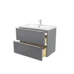 GoodHome Imandra & Nira Grey Wall-mounted Vanity Unit & Basin Set (W)804mm -Trade Point Store goodhome imandra nira grey wall mounted vanity unit basin set w 804mm3663602313342 05c bq