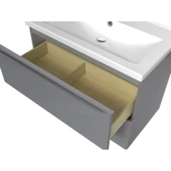 GoodHome Imandra & Nira Grey Wall-mounted Vanity Unit & Basin Set (W)804mm -Trade Point Store goodhome imandra nira grey wall mounted vanity unit basin set w 804mm3663602313342 06c bq