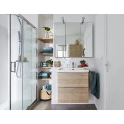 GoodHome Imandra & Nira Oak Effect Freestanding Vanity Unit & Basin Set (W)604mm -Trade Point Store goodhome imandra nira oak effect freestanding vanity unit basin set w 604mm3663602313229 02i bq