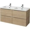 GoodHome Imandra & Nira Oak Effect Wall-mounted Vanity Unit & Basin Set (W)1204mm