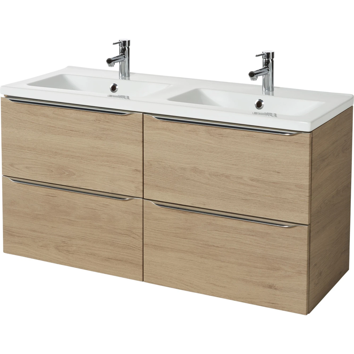 GoodHome Imandra & Nira Oak Effect Wall-mounted Vanity Unit & Basin Set (W)1204mm 1 GoodHome Imandra & Nira Oak Effect Wall-mounted Vanity Unit & Basin Set (W)1204mm