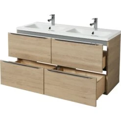 GoodHome Imandra & Nira Oak Effect Wall-mounted Vanity Unit & Basin Set (W)1204mm 12 GoodHome Imandra & Nira Oak Effect Wall-mounted Vanity Unit & Basin Set (W)1204mm -Trade Point Store goodhome imandra nira oak effect wall mounted vanity unit basin set w 1204mm3663602313052 23c bq
