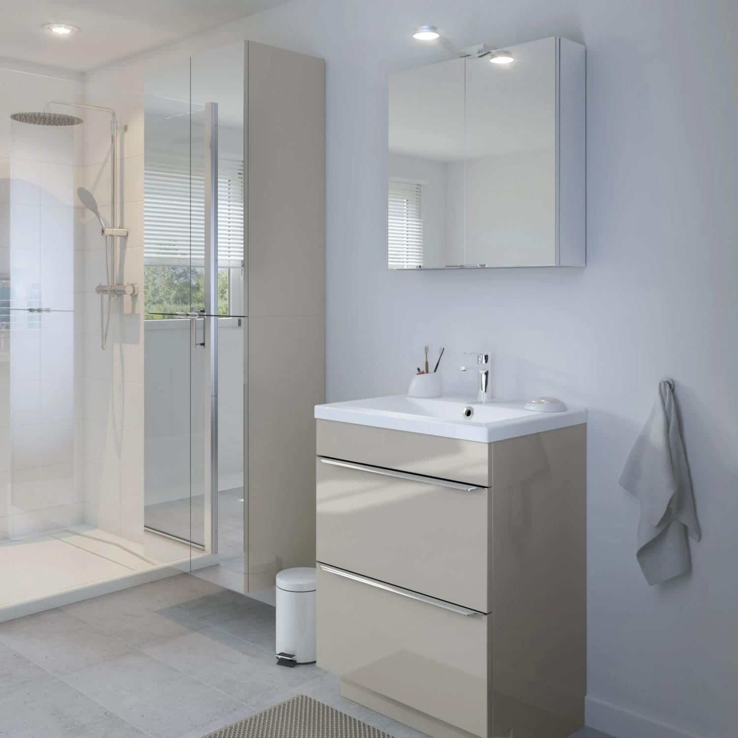 GoodHome Imandra & Nira Taupe Freestanding Vanity Unit & Basin Set (W)604mm 5 GoodHome Imandra & Nira Taupe Freestanding Vanity Unit & Basin Set (W)604mm - Image 5