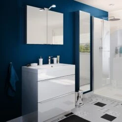 GoodHome Imandra & Nira White Freestanding Vanity Unit & Basin Set (W)804mm -Trade Point Store goodhome imandra nira white freestanding vanity unit basin set w 804mm3663602312833 02i bq