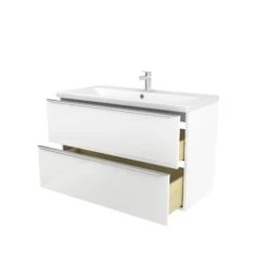 GoodHome Imandra & Nira White Wall-mounted Vanity Unit & Basin Set (W)1004mm -Trade Point Store goodhome imandra nira white wall mounted vanity unit basin set w 1004mm3663602312987 05c bq