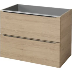 GoodHome Imandra Oak Effect Oak Effect 0 Door Wall-mounted Bathroom Basin Cabinet (W)800mm (H)600mm