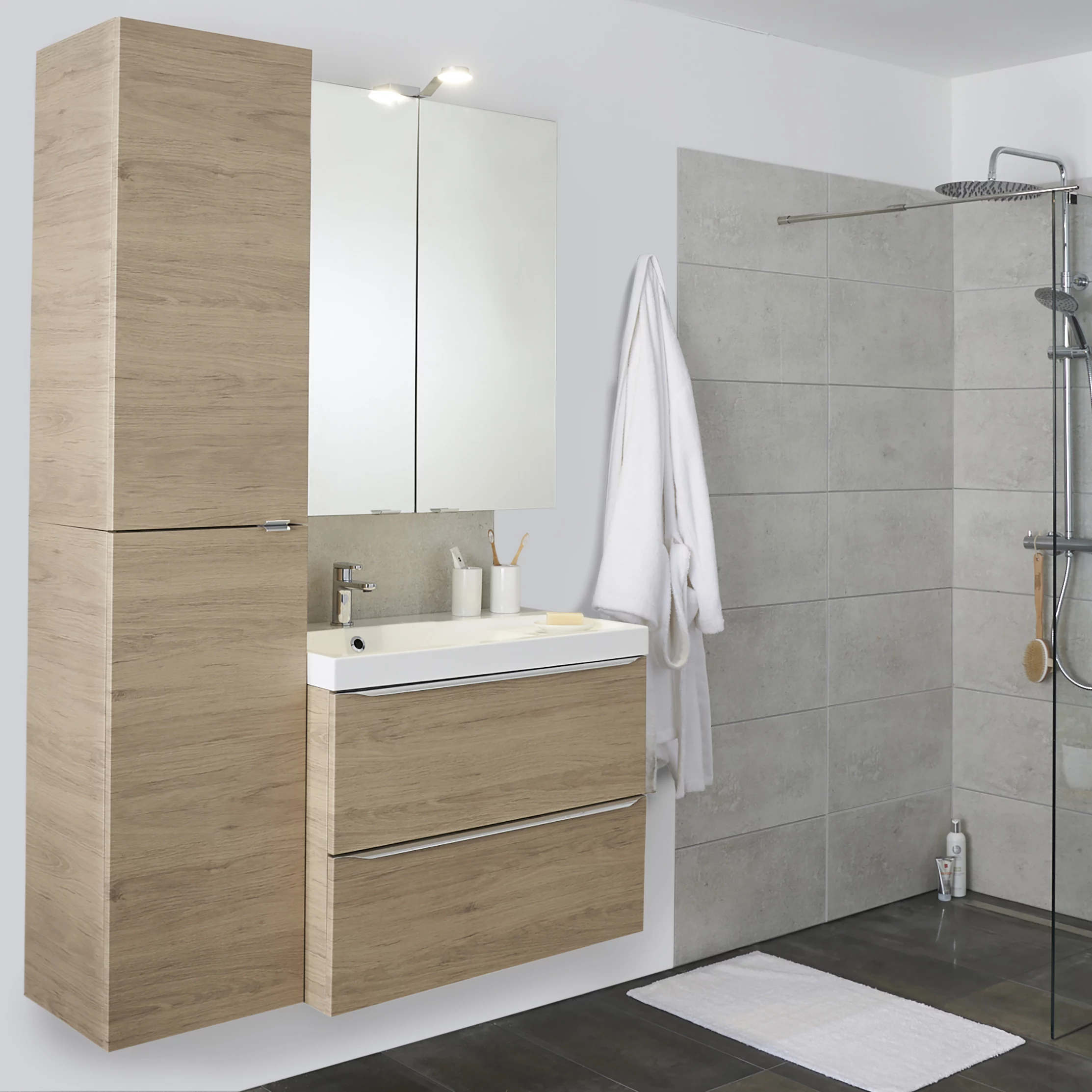 GoodHome Imandra Oak Effect Oak Effect 0 Door Wall-mounted Bathroom Basin Cabinet (W)800mm (H)600mm 6 GoodHome Imandra Oak Effect Oak Effect 0 Door Wall-mounted Bathroom Basin Cabinet (W)800mm (H)600mm - Image 6