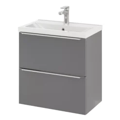 GoodHome Imandra Slimline Gloss Grey Wall-mounted Bathroom Cabinet (H)60cm (W)60cm -Trade Point Store goodhome imandra slimline gloss grey wall mounted bathroom cabinet h 60cm w 60cm5059340393070 22c