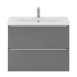 GoodHome Imandra Slimline Gloss Grey Wall-mounted Bathroom Cabinet (H)60cm (W)80cm -Trade Point Store goodhome imandra slimline gloss grey wall mounted bathroom cabinet h 60cm w 80cm5059340393087 21c