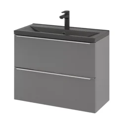 GoodHome Imandra Slimline Gloss Grey Wall-mounted Bathroom Cabinet (H)60cm (W)80cm -Trade Point Store goodhome imandra slimline gloss grey wall mounted bathroom cabinet h 60cm w 80cm5059340393087 25c
