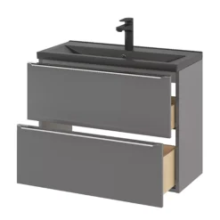 GoodHome Imandra Slimline Gloss Grey Wall-mounted Bathroom Cabinet (H)60cm (W)80cm -Trade Point Store goodhome imandra slimline gloss grey wall mounted bathroom cabinet h 60cm w 80cm5059340393087 26c