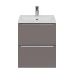 GoodHome Imandra Slimline Gloss Warm Grey Wall-mounted Bathroom Cabinet (H)60cm (W)50cm -Trade Point Store goodhome imandra slimline gloss warm grey wall mounted bathroom cabinet h 60cm w 50cm5059340393612 21c