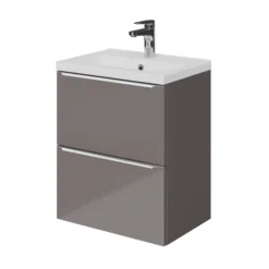 GoodHome Imandra Slimline Gloss Warm Grey Wall-mounted Bathroom Cabinet (H)60cm (W)50cm -Trade Point Store goodhome imandra slimline gloss warm grey wall mounted bathroom cabinet h 60cm w 50cm5059340393612 22c