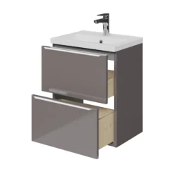 GoodHome Imandra Slimline Gloss Warm Grey Wall-mounted Bathroom Cabinet (H)60cm (W)50cm -Trade Point Store goodhome imandra slimline gloss warm grey wall mounted bathroom cabinet h 60cm w 50cm5059340393612 23c