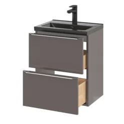 GoodHome Imandra Slimline Gloss Warm Grey Wall-mounted Bathroom Cabinet (H)60cm (W)50cm -Trade Point Store goodhome imandra slimline gloss warm grey wall mounted bathroom cabinet h 60cm w 50cm5059340393612 26c