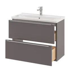 GoodHome Imandra Slimline Gloss Warm Grey Wall-mounted Bathroom Cabinet (H)60cm (W)80cm -Trade Point Store goodhome imandra slimline gloss warm grey wall mounted bathroom cabinet h 60cm w 80cm5059340393636 23c