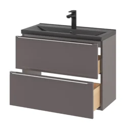 GoodHome Imandra Slimline Gloss Warm Grey Wall-mounted Bathroom Cabinet (H)60cm (W)80cm -Trade Point Store goodhome imandra slimline gloss warm grey wall mounted bathroom cabinet h 60cm w 80cm5059340393636 26c