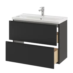 GoodHome Imandra Slimline Matt Black Wall-mounted Bathroom Cabinet (H)60cm (W)80cm -Trade Point Store goodhome imandra slimline matt black wall mounted bathroom cabinet h 60cm w 80cm5059340393179 23c