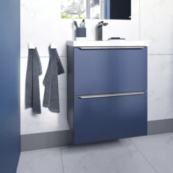 GoodHome Imandra Slimline Matt Blue Wall-mounted Bathroom Cabinet (H)60cm (W)50cm -Trade Point Store goodhome imandra slimline matt blue wall mounted bathroom cabinet h 60cm w 50cm5059340393490 01i
