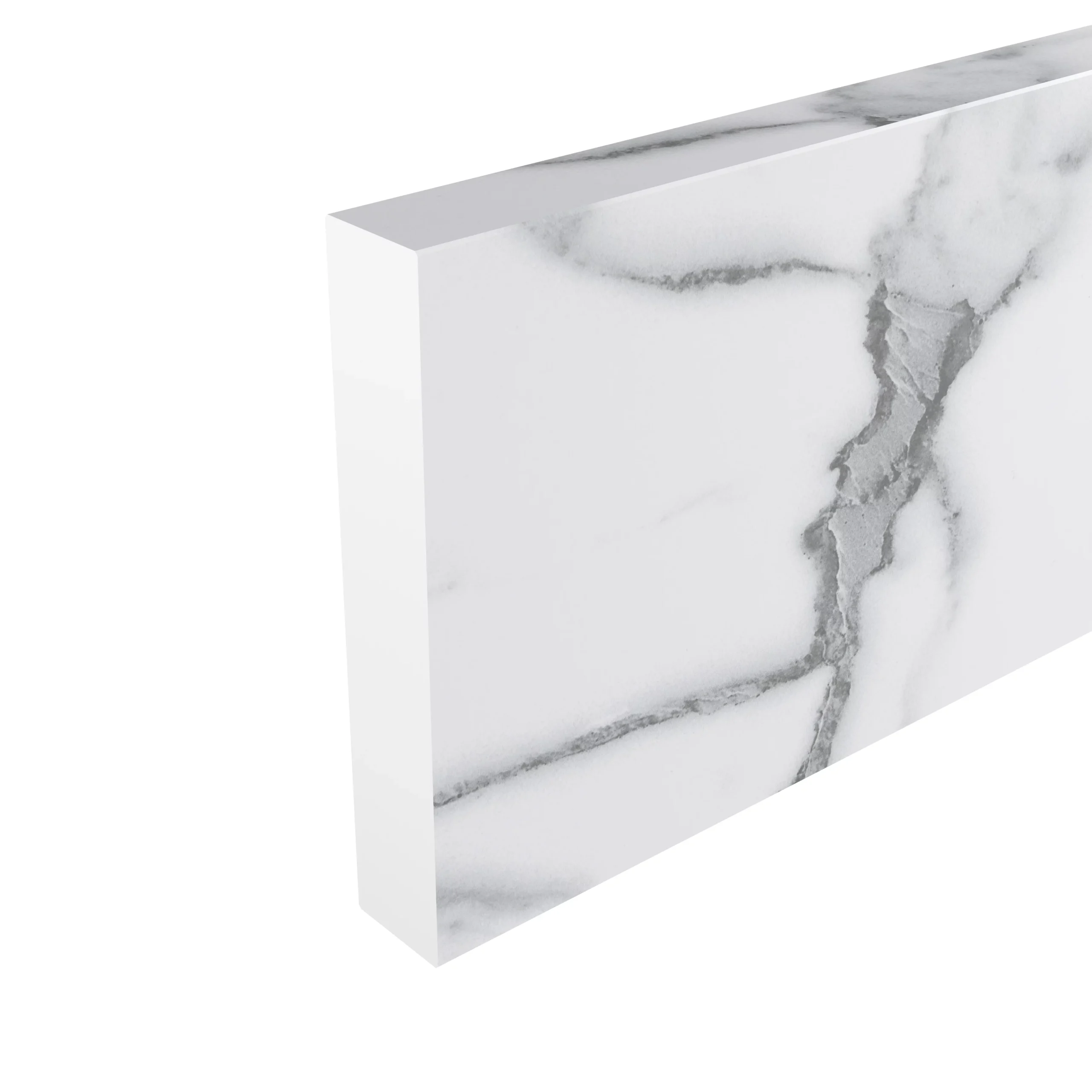 GoodHome Nepeta White Marble Effect Paper & Resin Upstand (L)3000mm 1 GoodHome Nepeta White Marble Effect Paper & Resin Upstand (L)3000mm