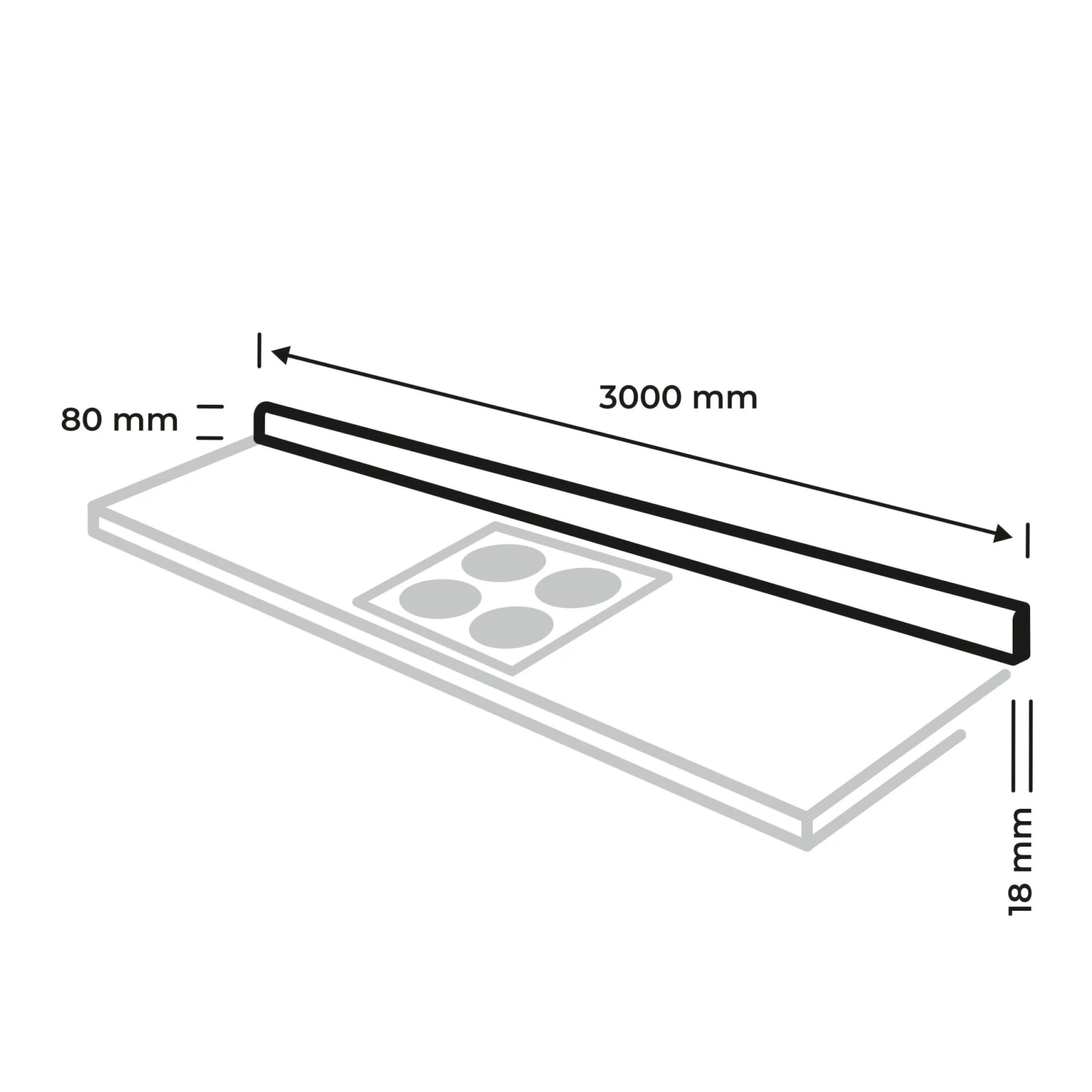 GoodHome Orin Chevron Solid Oak Upstand (L)3000mm 8 GoodHome Orin Chevron Solid Oak Upstand (L)3000mm - Image 8