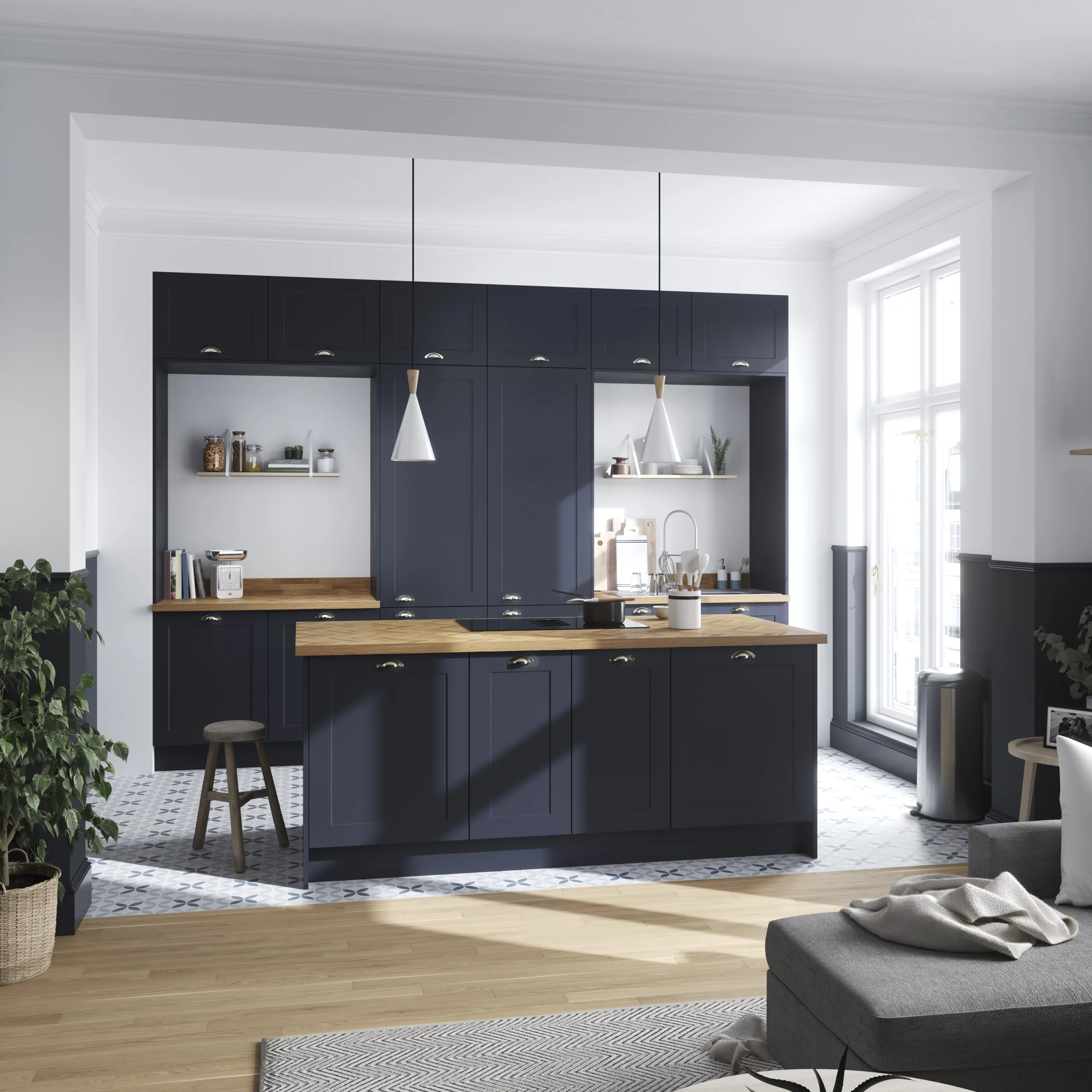 GoodHome Orin Chevron Solid Oak Upstand (L)3000mm 6 GoodHome Orin Chevron Solid Oak Upstand (L)3000mm - Image 6