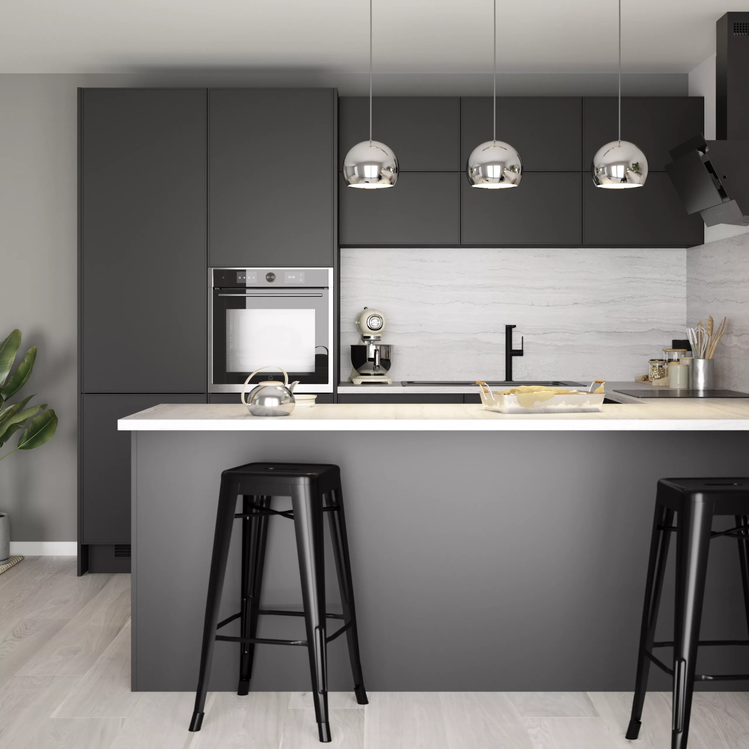 GoodHome Pasilla Matt Carbon Thin Frame Slab Highline Cabinet Door (W)500mm (H)715mm (T)20mm 6 GoodHome Pasilla Matt Carbon Thin Frame Slab Highline Cabinet Door (W)500mm (H)715mm (T)20mm - Image 6