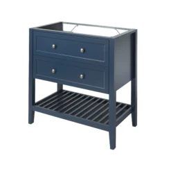GoodHome Perma Satin Blue Bathroom Vanity Unit (H)80.6cm (W)80cm