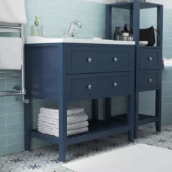 GoodHome Perma Satin Blue Bathroom Vanity Unit (H)80.6cm (W)80cm -Trade Point Store goodhome perma satin blue bathroom vanity unit h 80 6cm w 80cm5059340018652 01i