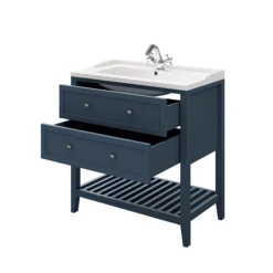 GoodHome Perma Satin Blue Bathroom Vanity Unit (H)80.6cm (W)80cm -Trade Point Store goodhome perma satin blue bathroom vanity unit h 80 6cm w 80cm5059340018652 23c