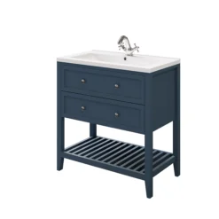 GoodHome Perma Satin Blue Bathroom Vanity Unit (H)80.6cm (W)80cm -Trade Point Store goodhome perma satin blue bathroom vanity unit h 80 6cm w 80cm5059340018652 25c